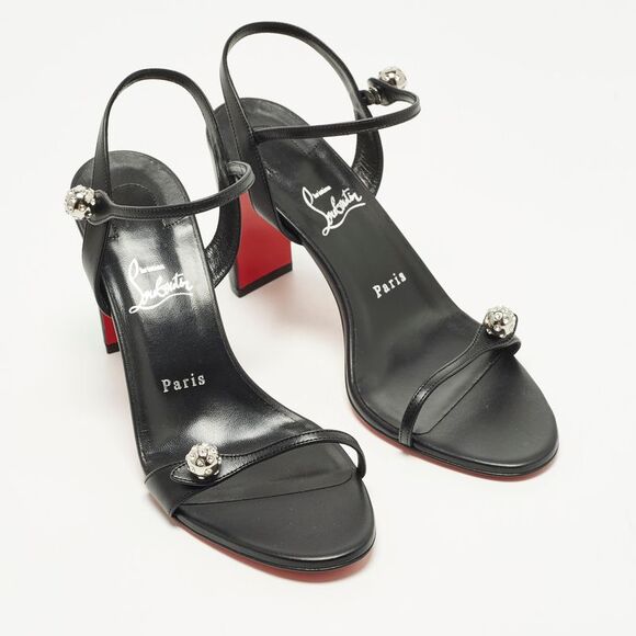 Christian Louboutin Atmospheria Size 41 Black Leather Ankle Strap Sandals - Picture 4 of 7